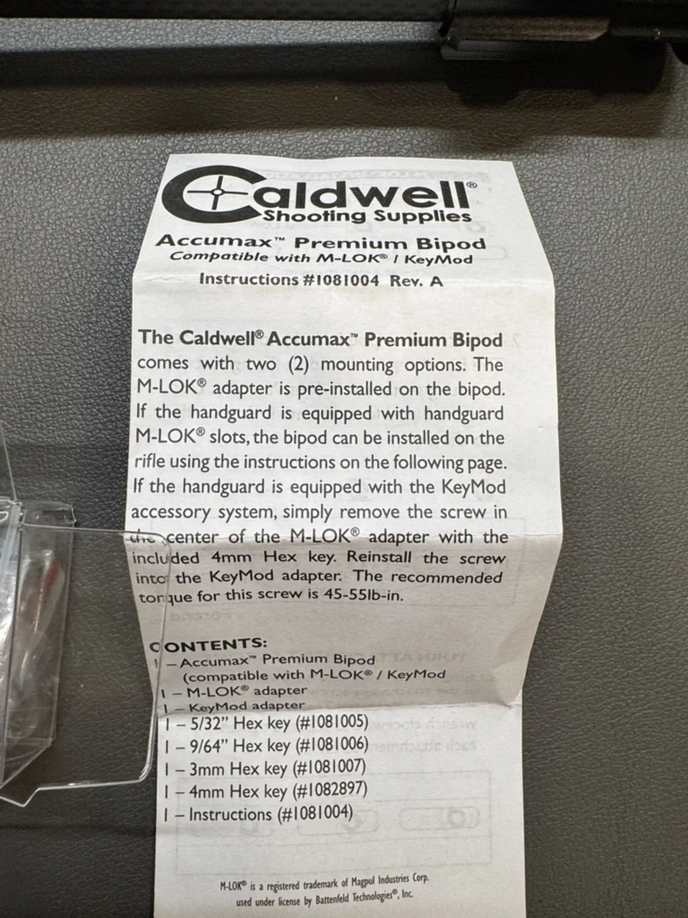 Caldwell Accumax Premium Carbon Fiber Bipod 9